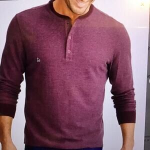 Untuckit Purple Burgandy Textured Long Sleeve 3 Snap Henley XL